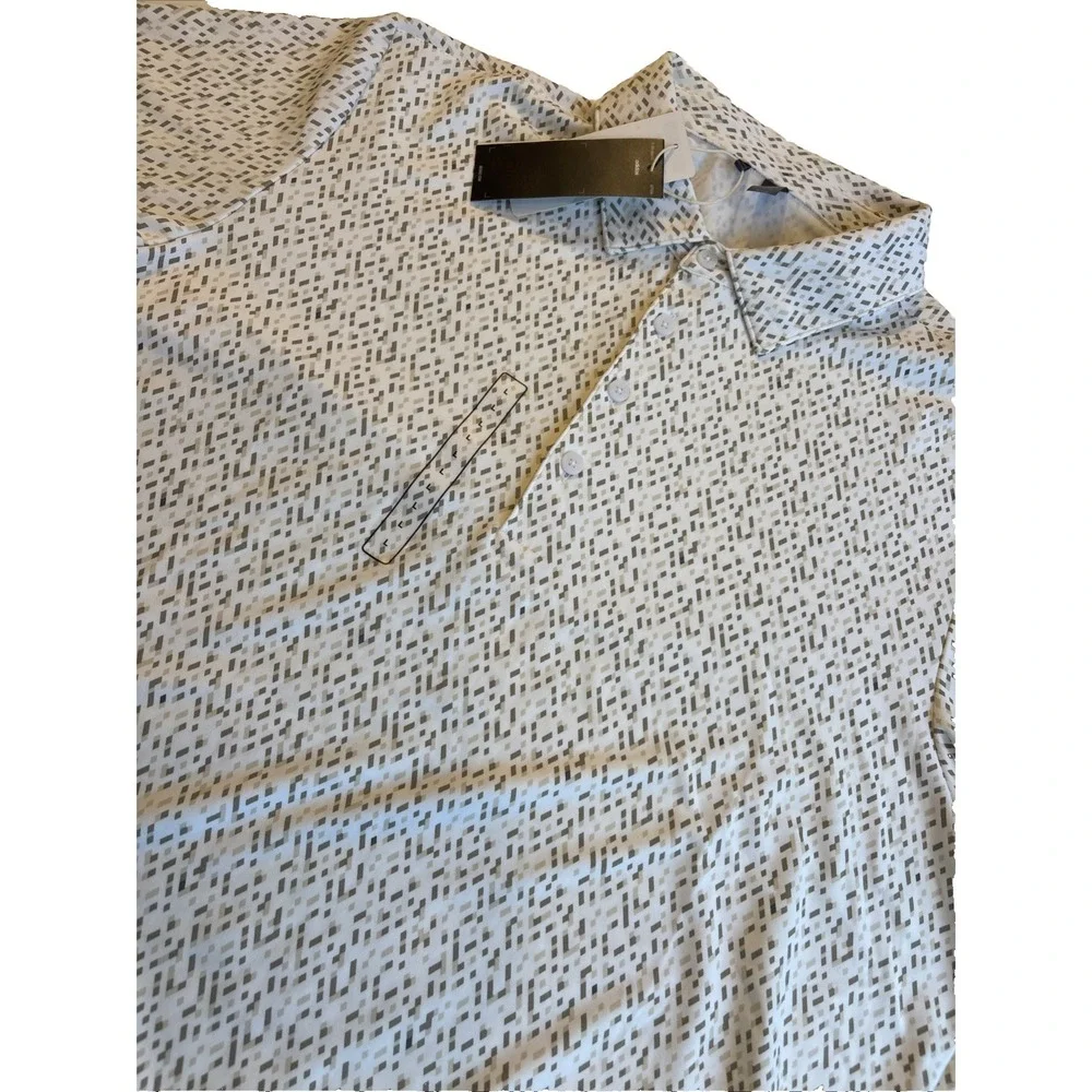 Adidas  Ultimate365 Micro Argyle Golf Polo, White/Putty Beige, Men's Large‎